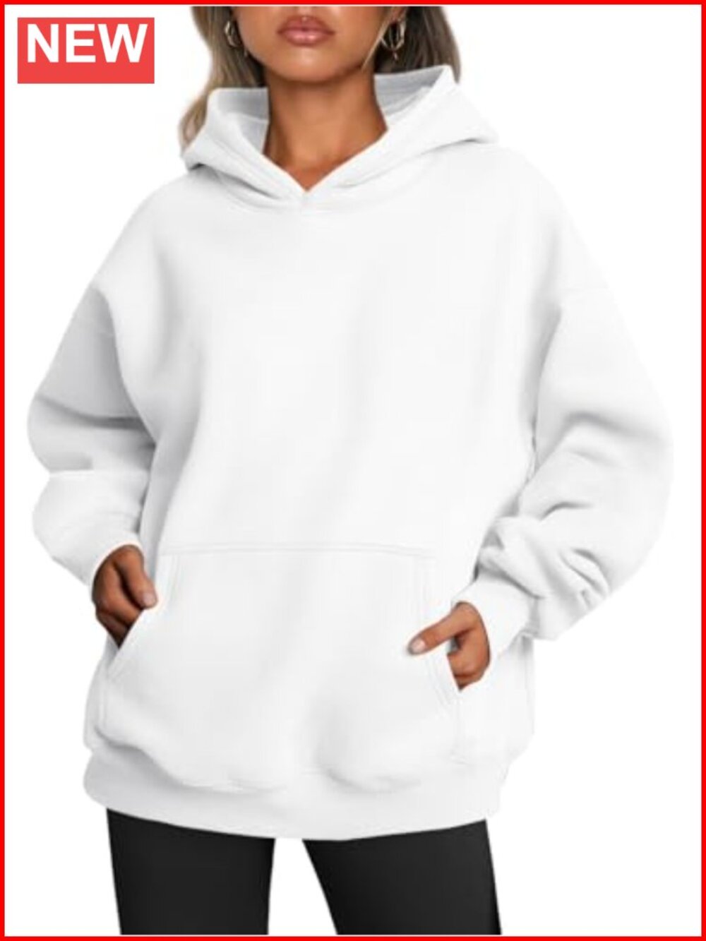 Oversized Hoodie Womens 50% Polyester 50% Cotton Fleece Pullover Sweatshirt